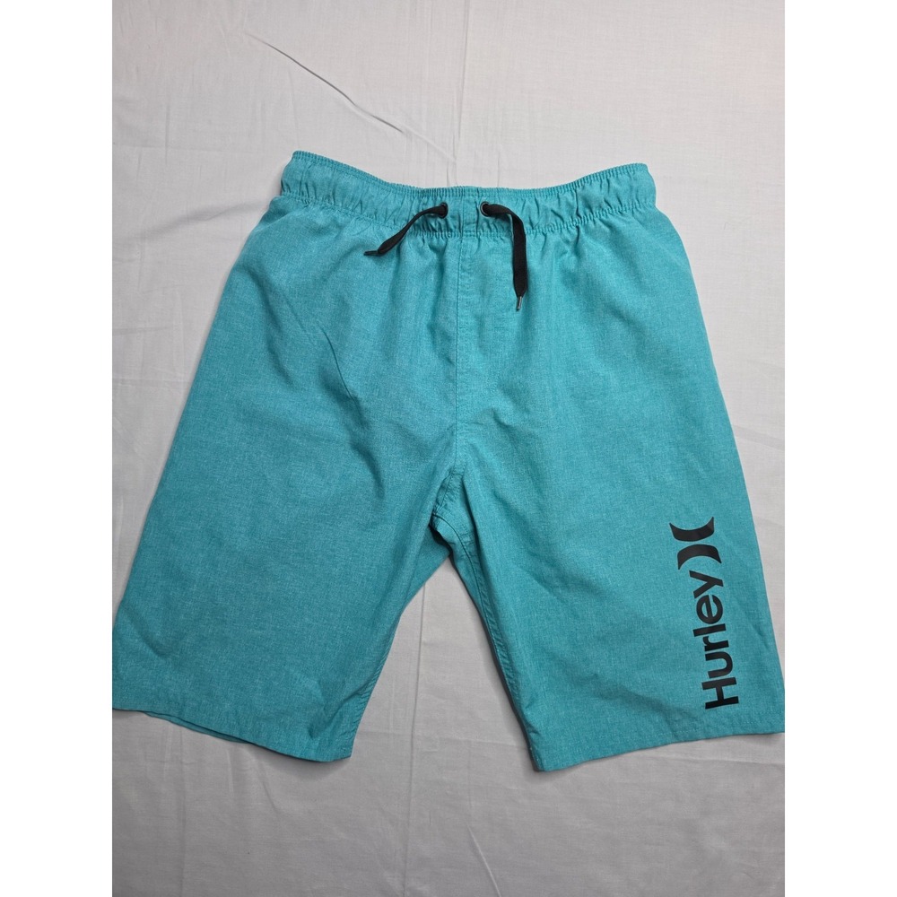 Hurley Board Shorts Boys Large Blue Spellout Logo Mesh Lined Drawstring Swimwear